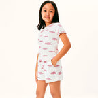 Blusa Manga Curta Hering Infantil Em Ribana Estampada Feminina - Creme