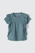 Blusa Manga Curta Babados Verde Hering Infantil - Feminino
