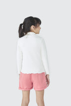 Camiseta Manga Longa Gola Alta Ribana Branca Hering Infantil - Feminina