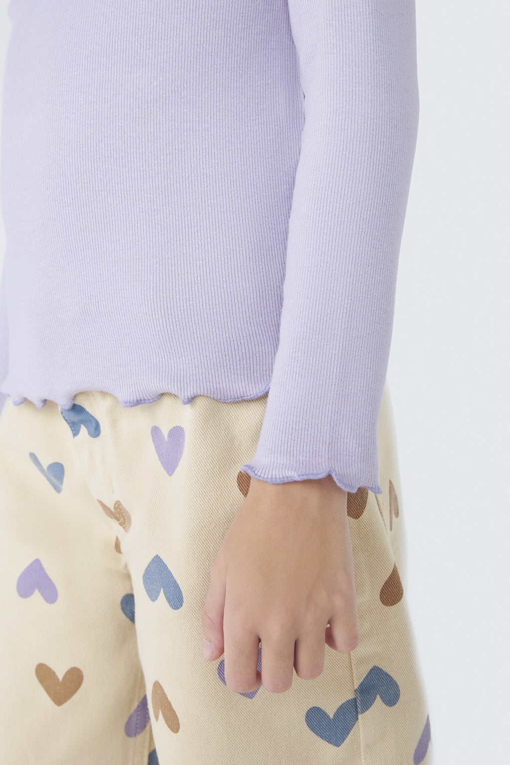 Camiseta Manga Longa Gola Alta Ribana Lilás Hering - Feminina