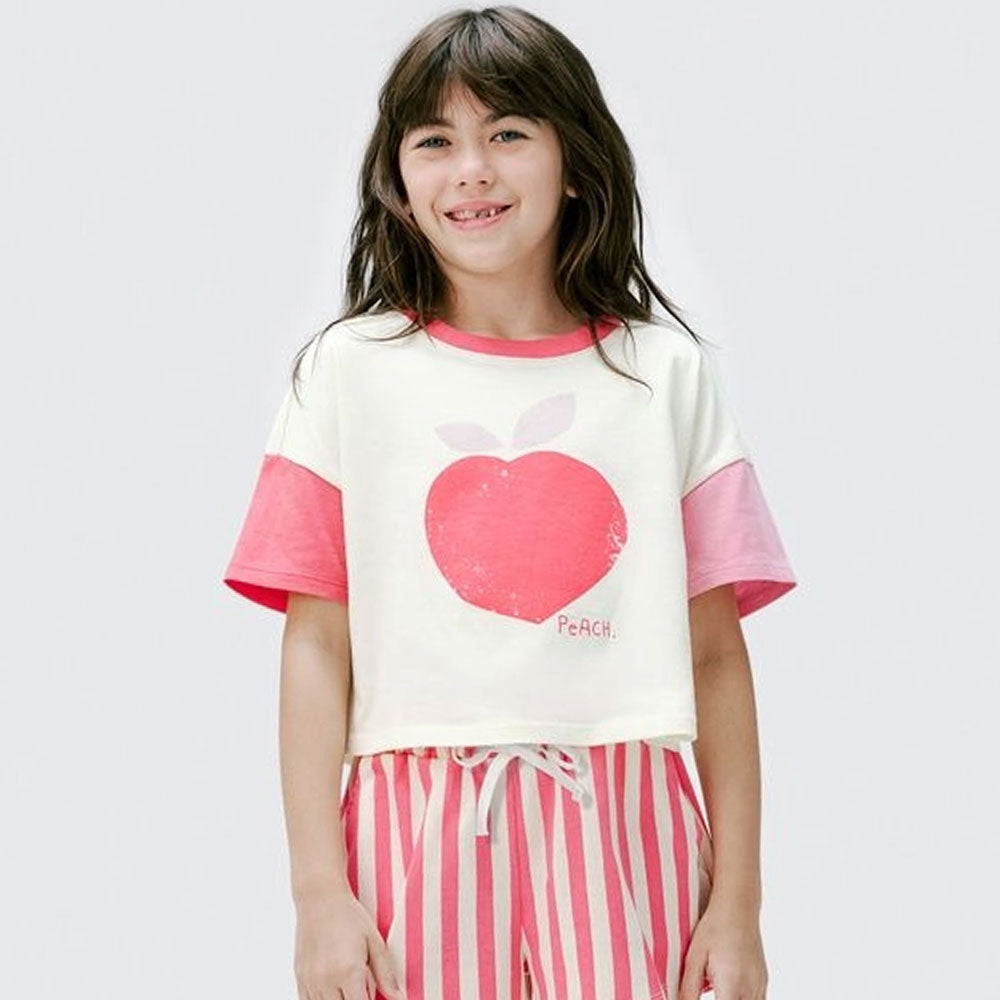 Blusinha Manga Curta Estampada Peach Hering Infantil - Feminina