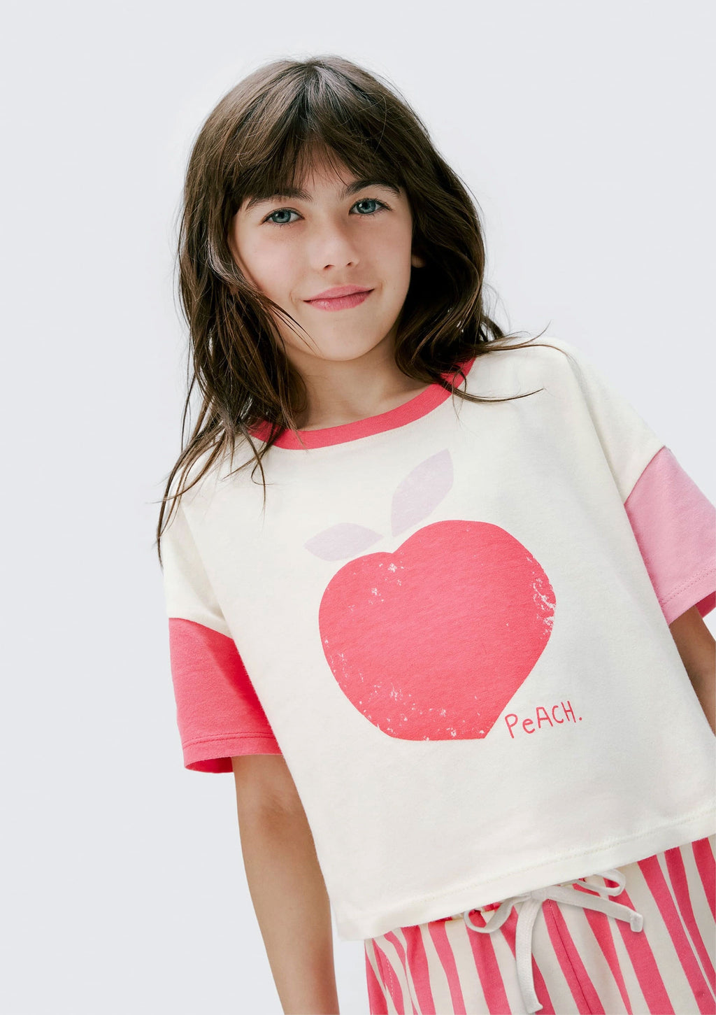 Blusinha Manga Curta Estampada Peach Hering Infantil - Feminina