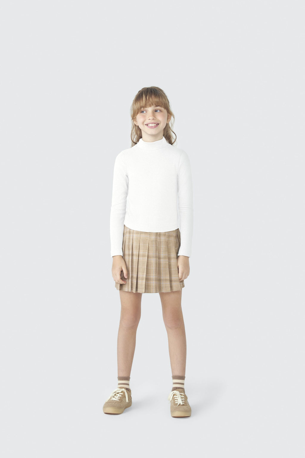 Blusa Manga Longa Gola Alta Cropped Off White Hering Infantil - Feminina