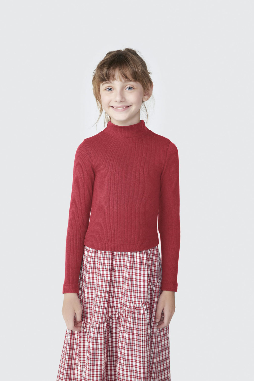 Blusa Manga Longa Gola Alta Cropped Vermelha Hering Infantil - Feminina