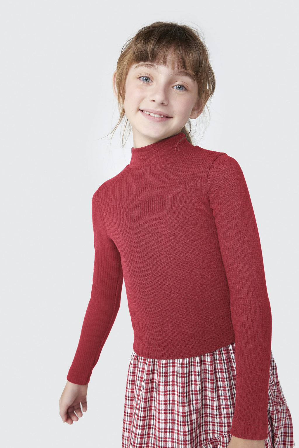 Blusa Manga Longa Gola Alta Cropped Vermelha Hering Infantil - Feminina