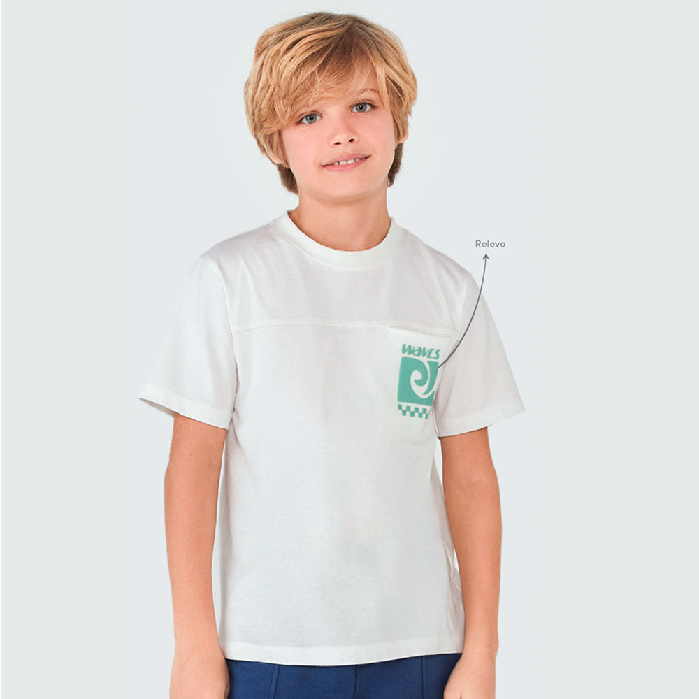 Camiseta Manga Curta com Bolso Embutido Branca Hering - Masculino