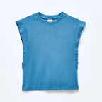 Blusa Manga Curta Hering Infantil Em Ribana Feminina - Azul
