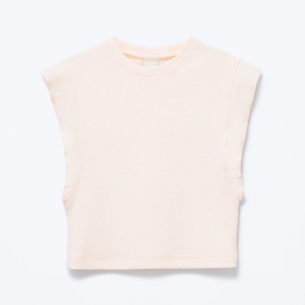 Blusa Manga Curta Hering Infantil Em Ribana Feminina - Off-White