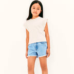 Blusa Manga Curta Hering Infantil Em Ribana Feminina - Off-White