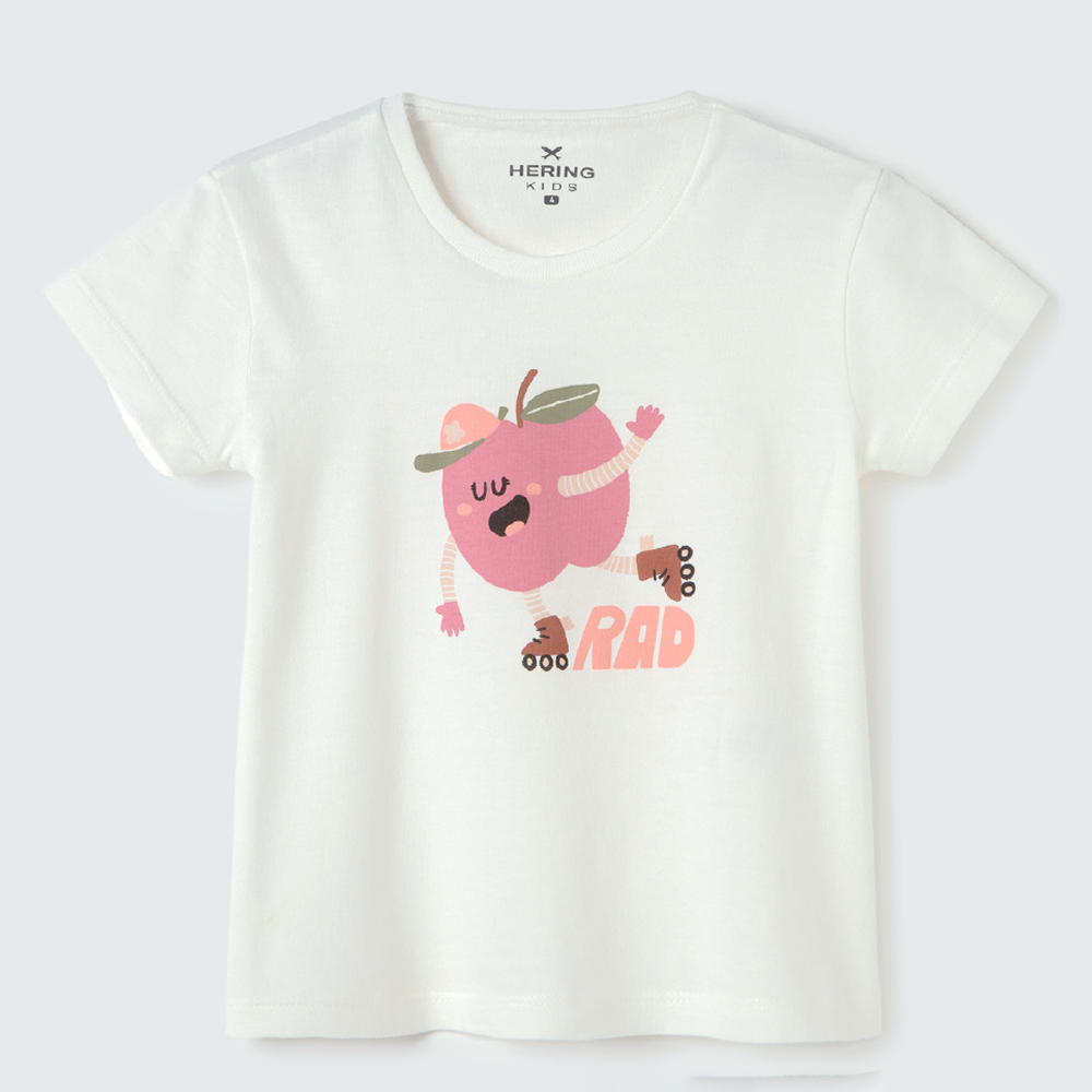 Camiseta Manga Curta Branca RAD Maçã Hering Infantil - Feminina
