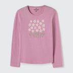 Blusinha Manga Longa Lilás Flores Hering Infantil - Feminina