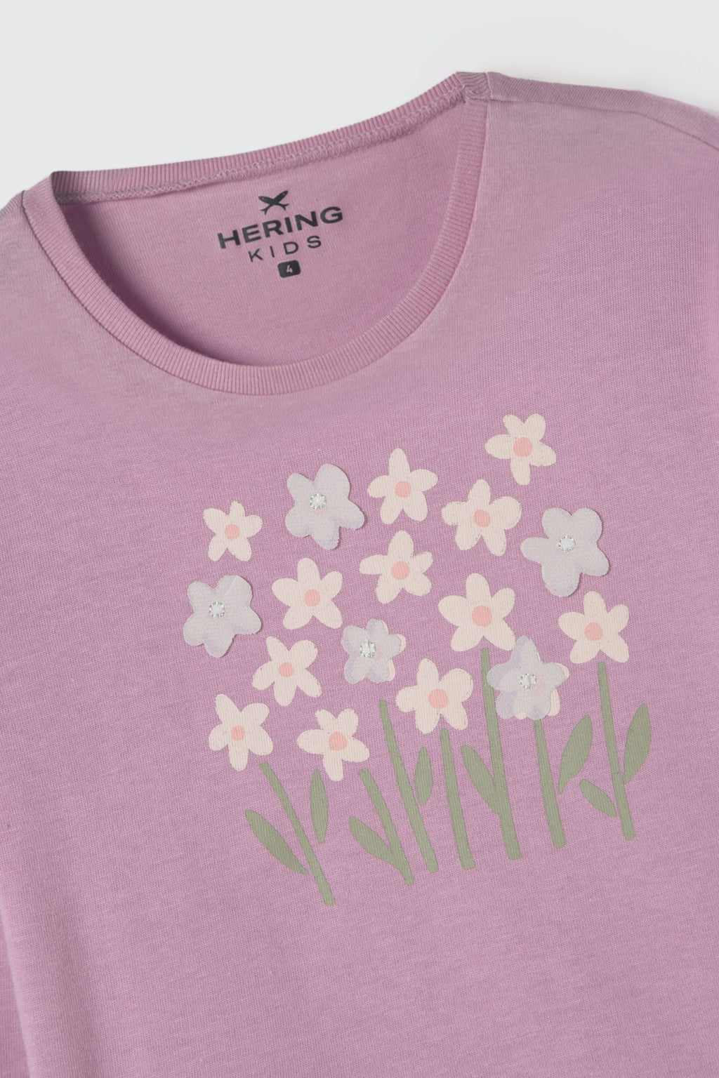 Blusinha Manga Longa Lilás Flores Hering Infantil - Feminina