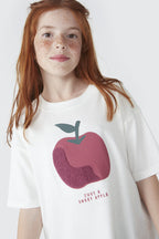 Camiseta Manga Curta Branca Maçã Just a Sweet Apple Hering Infantil - Feminina