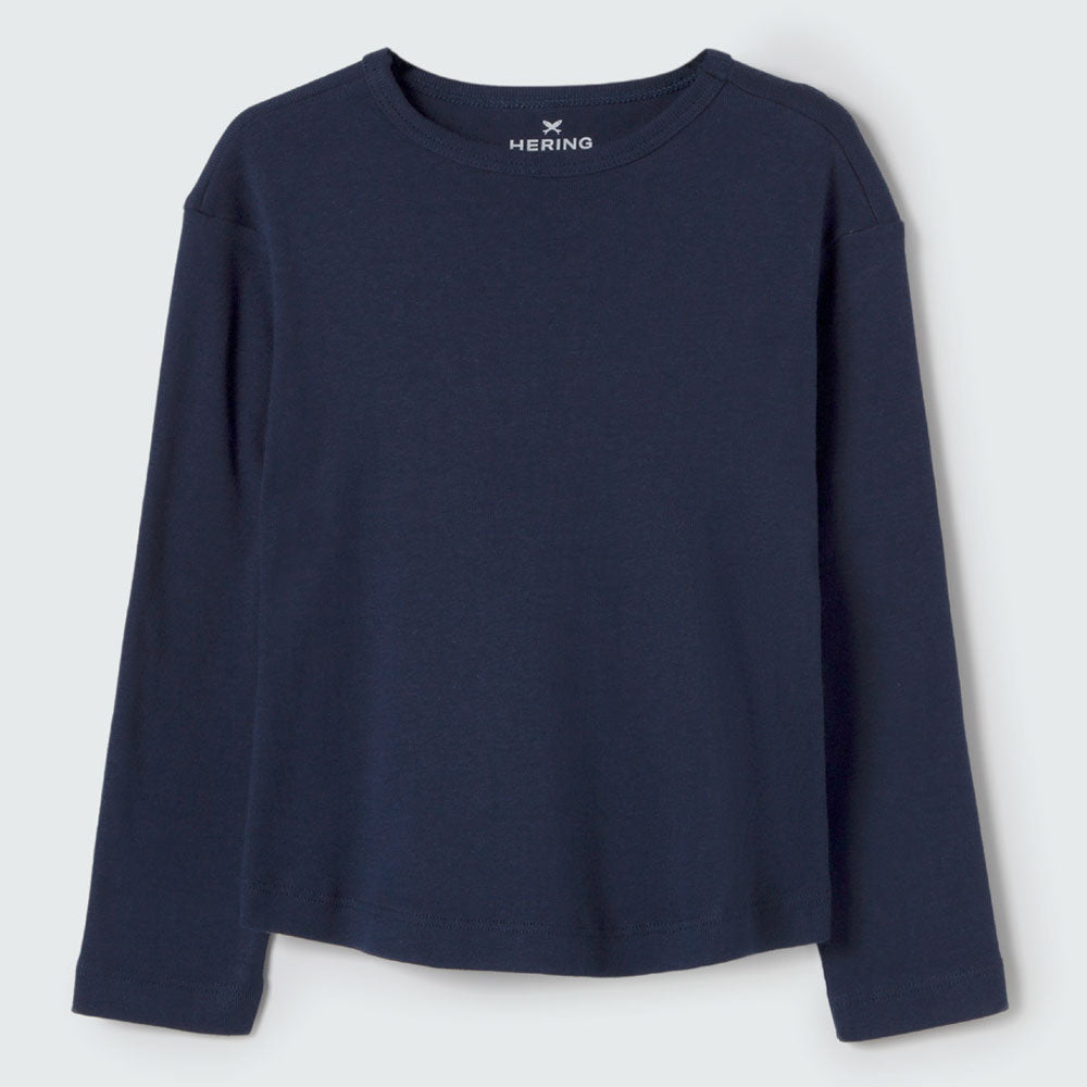 Blusinha Manga Longa Básica Marinho Hering Infantil - Feminina