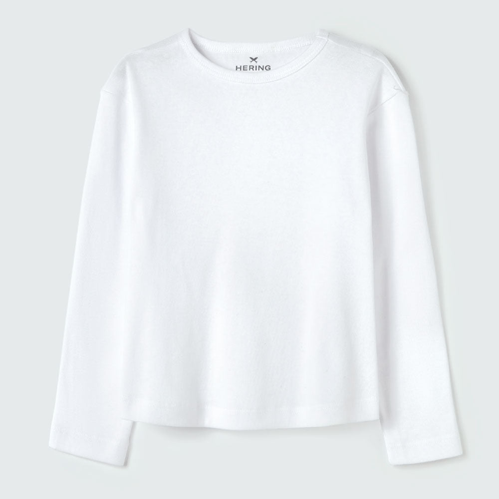 Blusinha Manga Longa Básica Branca Hering Infantil - Feminina