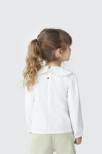 Blusinha Manga Longa com Gola Boneca Off White Hering Infantil - Feminina