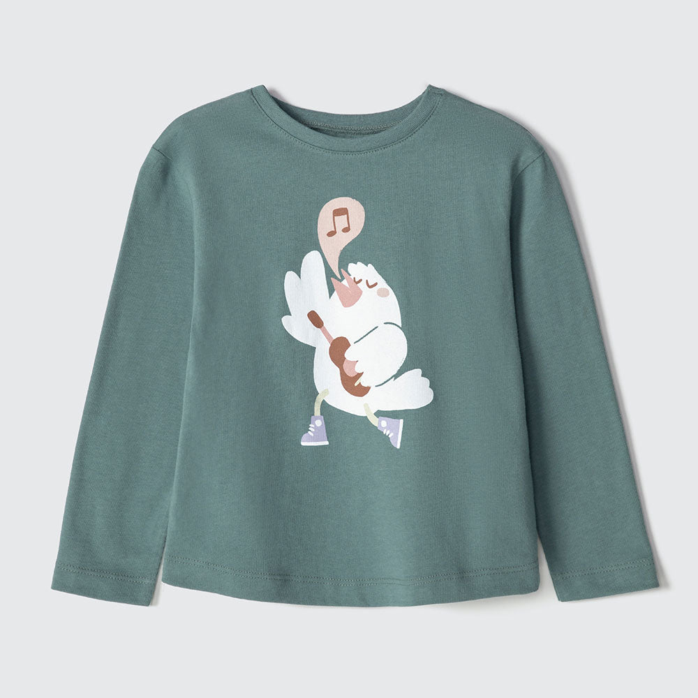 Blusinha Manga Longa Passarinho Verde Hering Infantil - Feminina