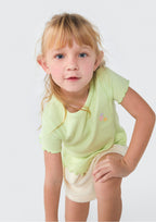 Blusa Manga Curta Bordada Verde Hering Infantil - Feminina