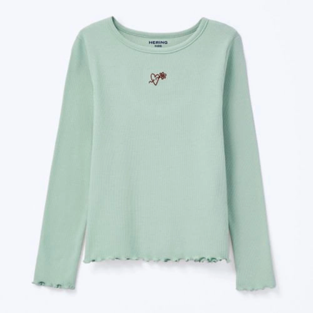 Blusinha Manga Longa Canelada Verde Hering Infantil - Feminina
