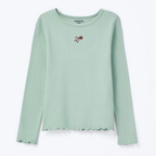 Blusinha Manga Longa Canelada Verde Hering Infantil - Feminina