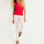 Calça Legging Hering Kids Estampada Em Ribana Feminina - Off-White