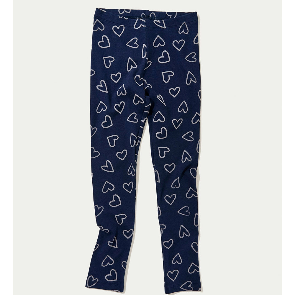 Calça Legging Hering Kids Estampada Em Ribana Feminina -  Azul