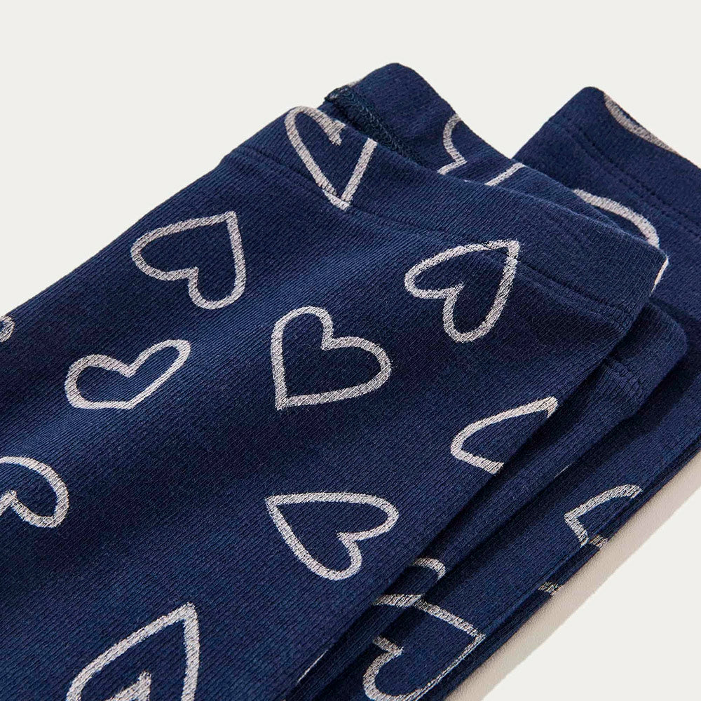 Calça Legging Hering Kids Estampada Em Ribana Feminina -  Azul