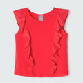 Blusa Cropped com Babados Vermelha Hering Infantil - Feminino