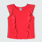 Blusa Cropped com Babados Vermelha Hering Infantil - Feminino