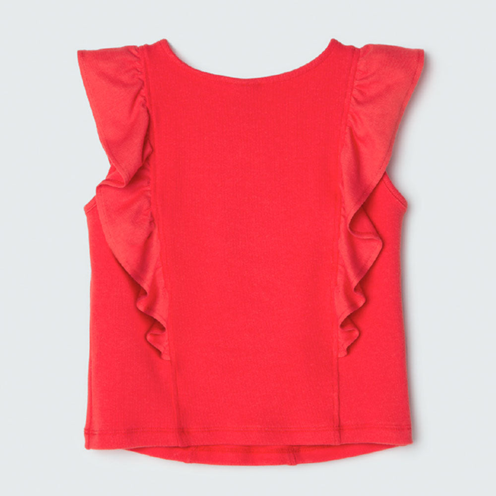 Blusa Cropped com Babados Vermelha Hering Infantil - Feminino