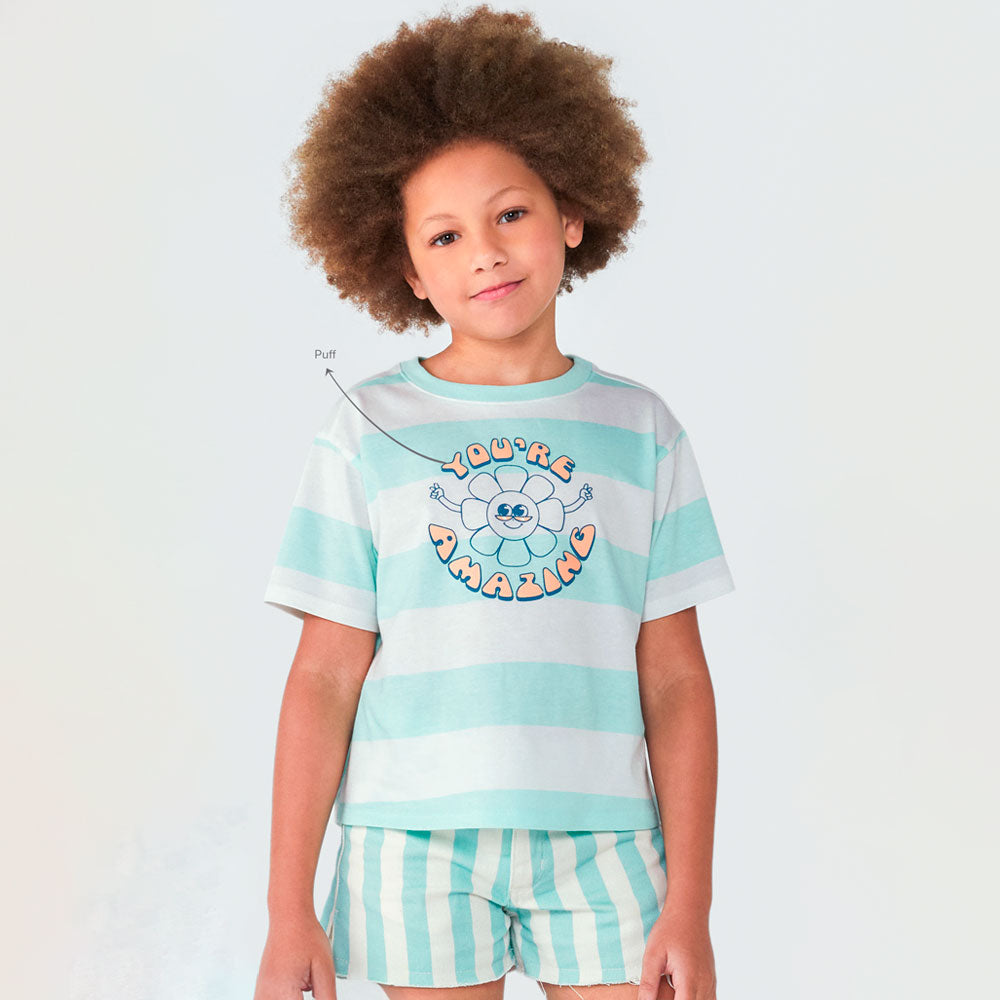 Blusa Manga Curta You're Amazing Azul Hering Infantil - Feminina
