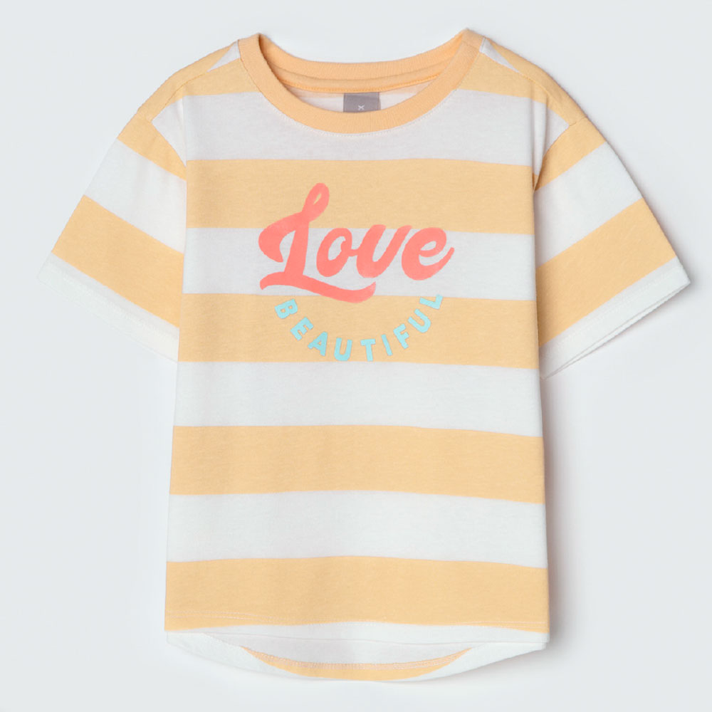 Blusa Manga Curta com Estampa Love Amarela Hering Infantil - Feminino