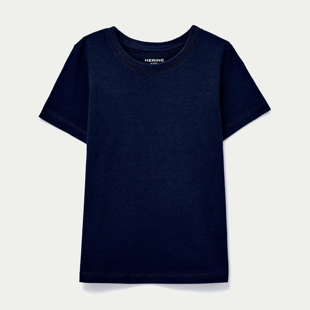 Camiseta Manga Curta Hering Kids Em Malha Feminina - Azul Marinho