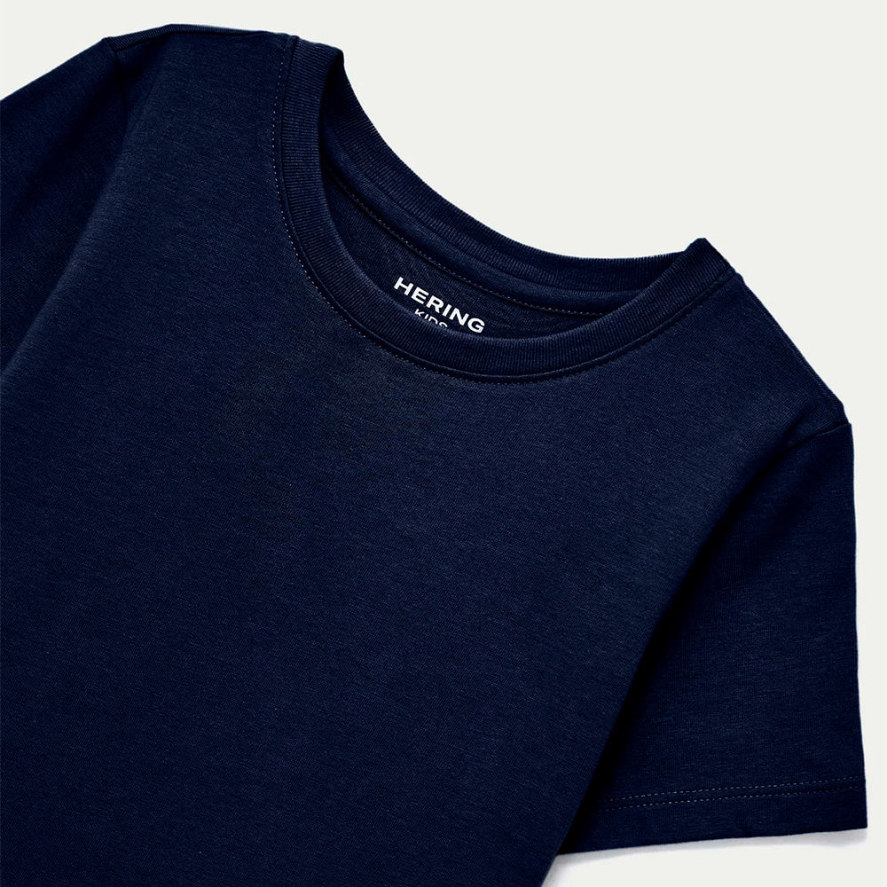 Camiseta Manga Curta Hering Kids Em Malha Feminina - Azul Marinho