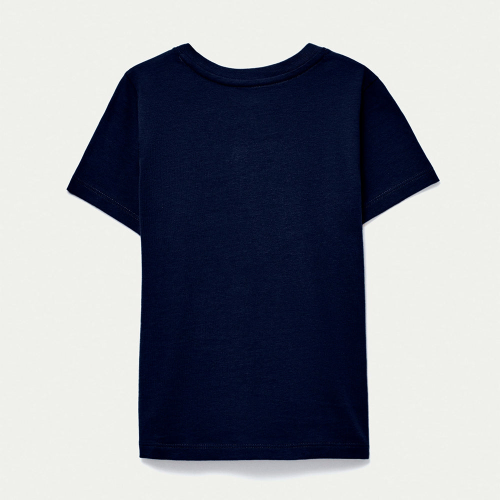 Camiseta Manga Curta Hering Kids Em Malha Feminina - Azul Marinho