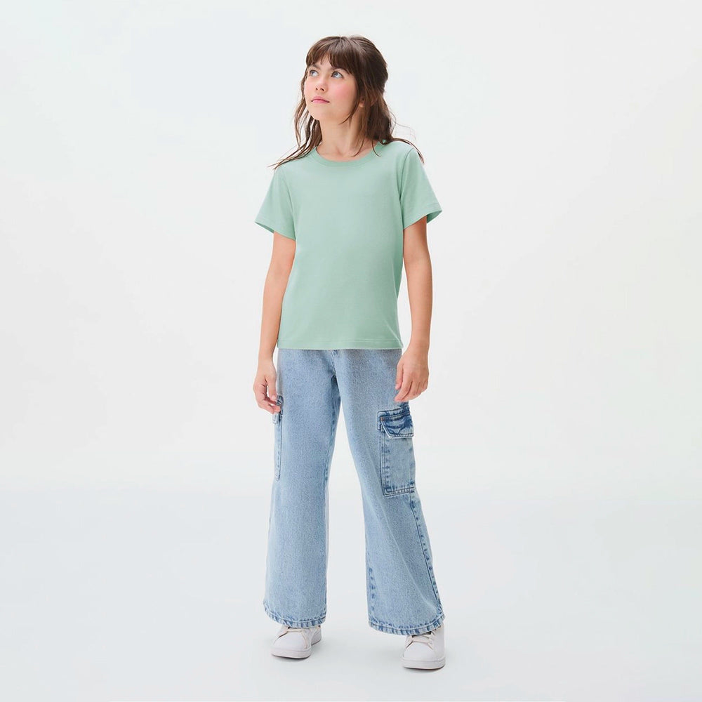 Camiseta Manga Curta Hering Infantil Feminina - Verde