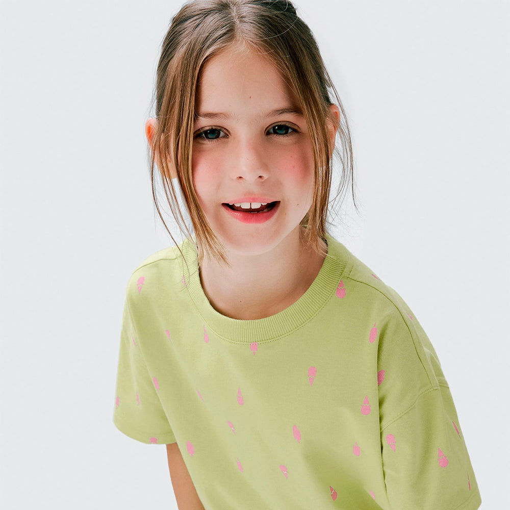 Blusa Oversized + Scrunchie Hering Infantil Feminina - Verde