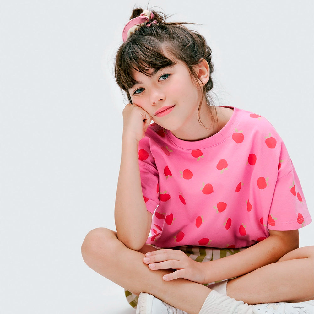 Blusa Oversized + Scrunchie Hering Infantil Feminina - Rosa