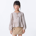 Blusinha Bata Manga Longa Listrada Marrom Hering Infantil - Feminina