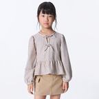 Blusinha Bata Manga Longa Listrada Marrom Hering - Feminina