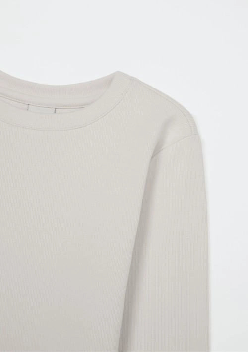 Blusinha Manga Longa Canelada Off White Hering - Feminina