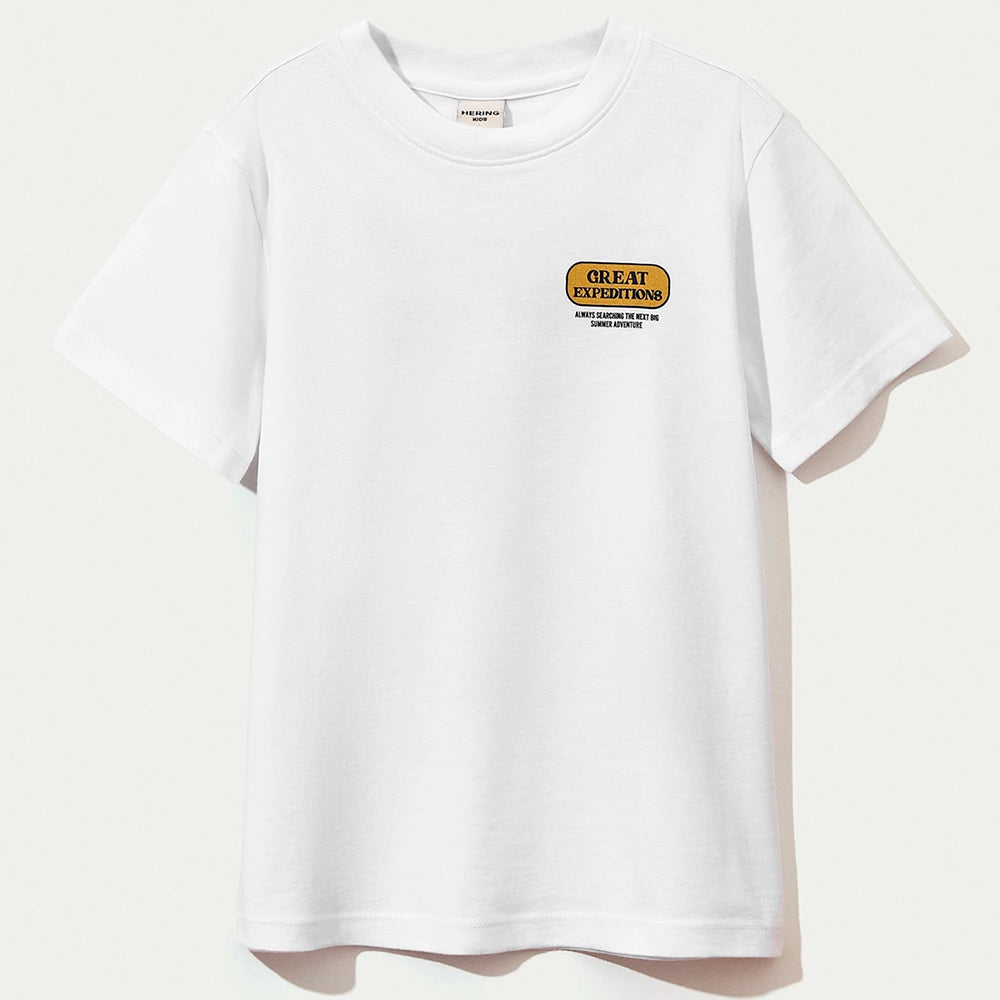 Camiseta Manga Curta Regular Hering Kids Estampada Masculina - Branco