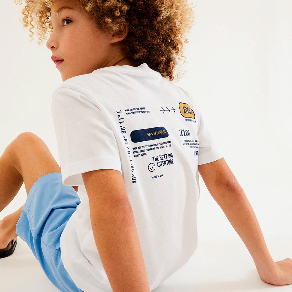 Camiseta Manga Curta Regular Hering Kids Estampada Masculina - Branco