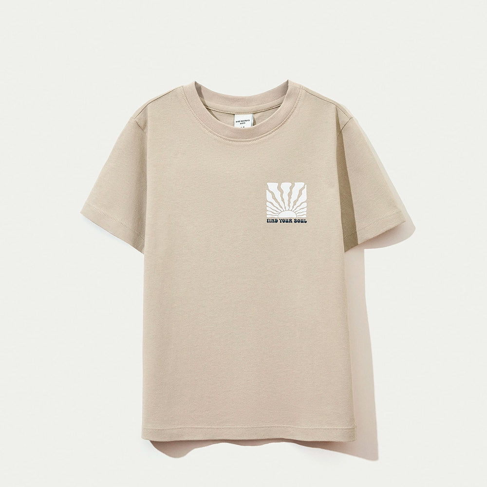 Camiseta Manga Curta Hering Infantil Estampada Masculina - Bege