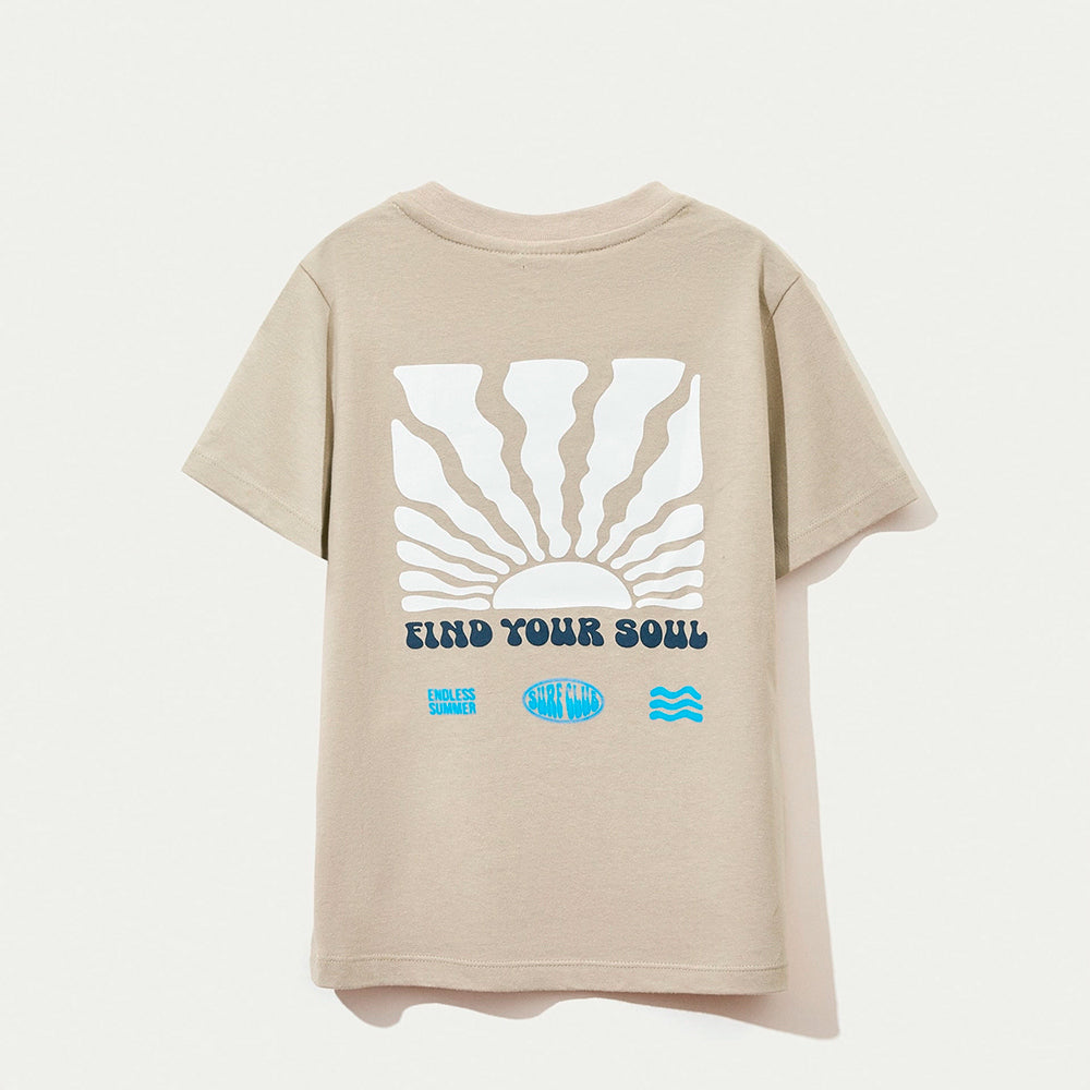 Camiseta Manga Curta Hering Infantil Estampada Masculina - Bege