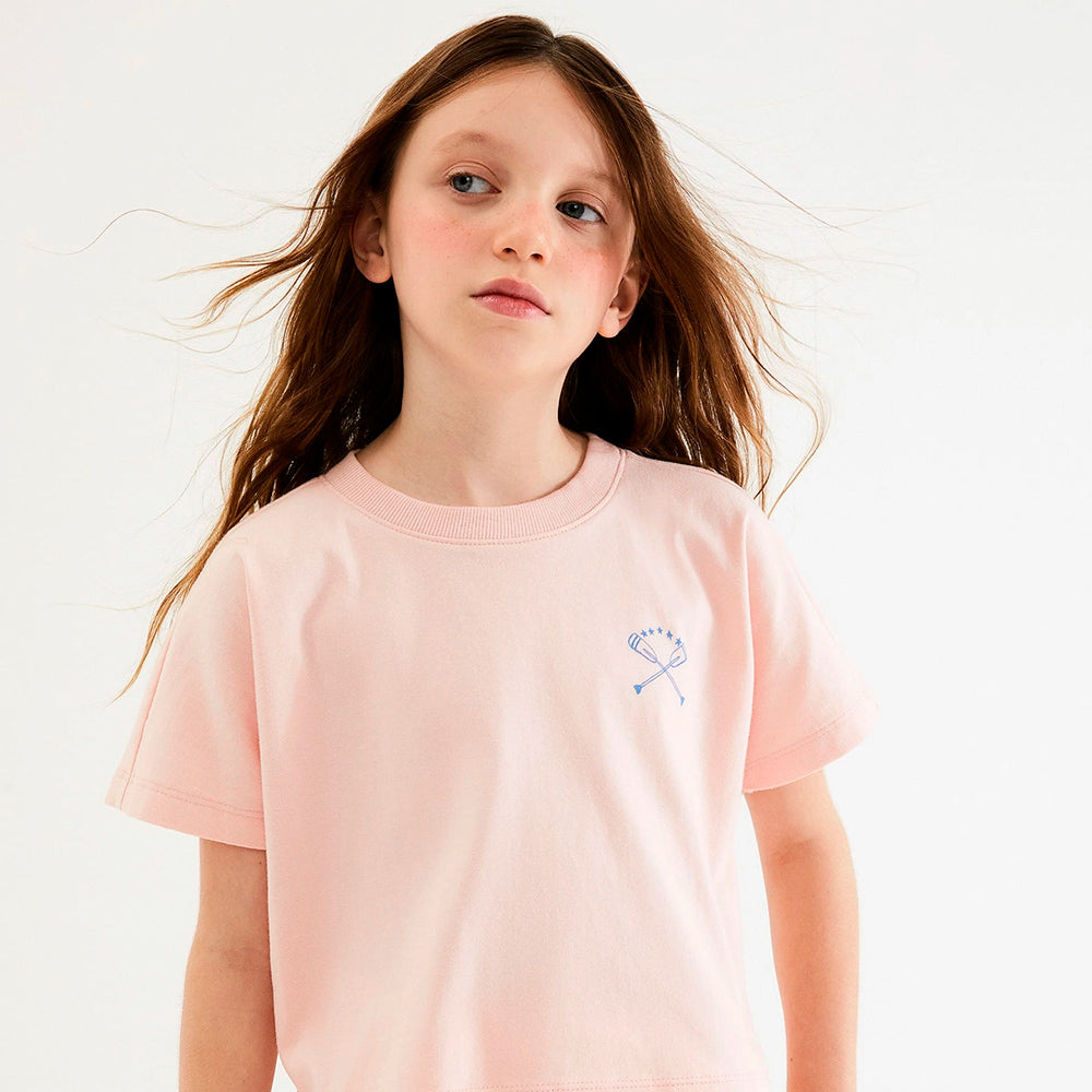 Camiseta Manga Curta Hering Oversized Com Estampa Feminina - Rosa