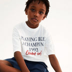 Camiseta Manga Curta Hering Infantil Oversized Estampada Masculina - Branco