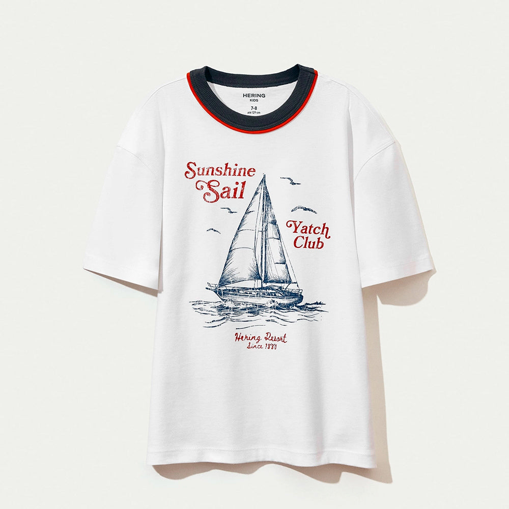 Camiseta Manga Curta Hering Infantil Estampada Masculina - Branco