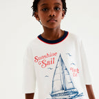 Camiseta Manga Curta Hering Infantil Estampada Masculina - Branco