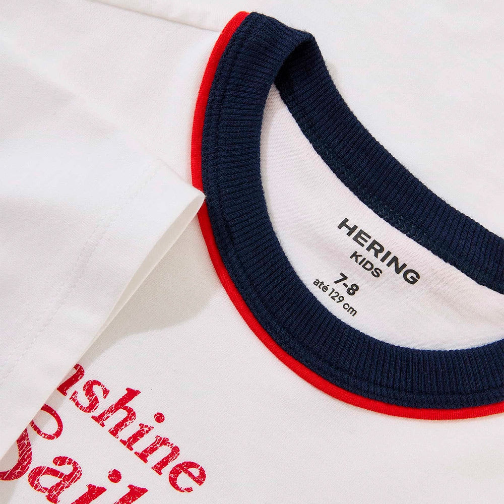 Camiseta Manga Curta Hering Infantil Estampada Masculina - Branco